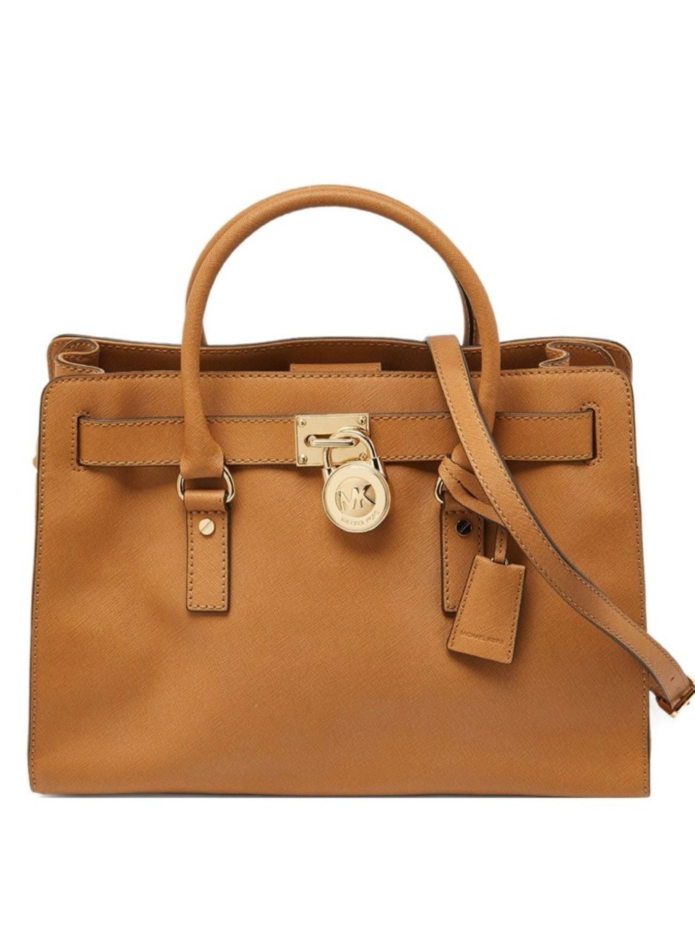 Michael Kors Hamilton Saffiano leather Satchel in Caramel Brown